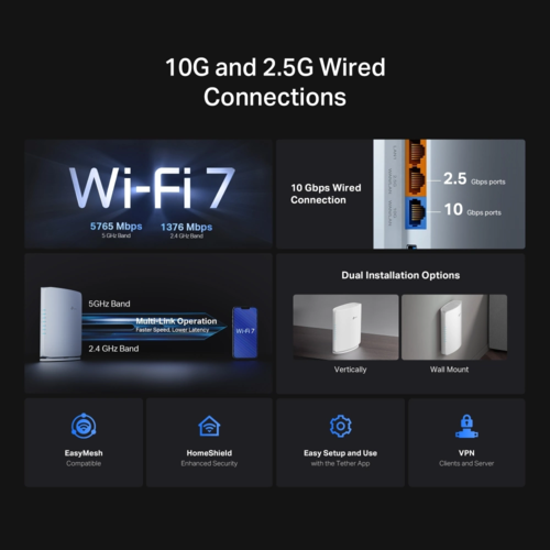 Archer BE450 BE7200 Wi-Fi 7 Router מבית TP-LINK