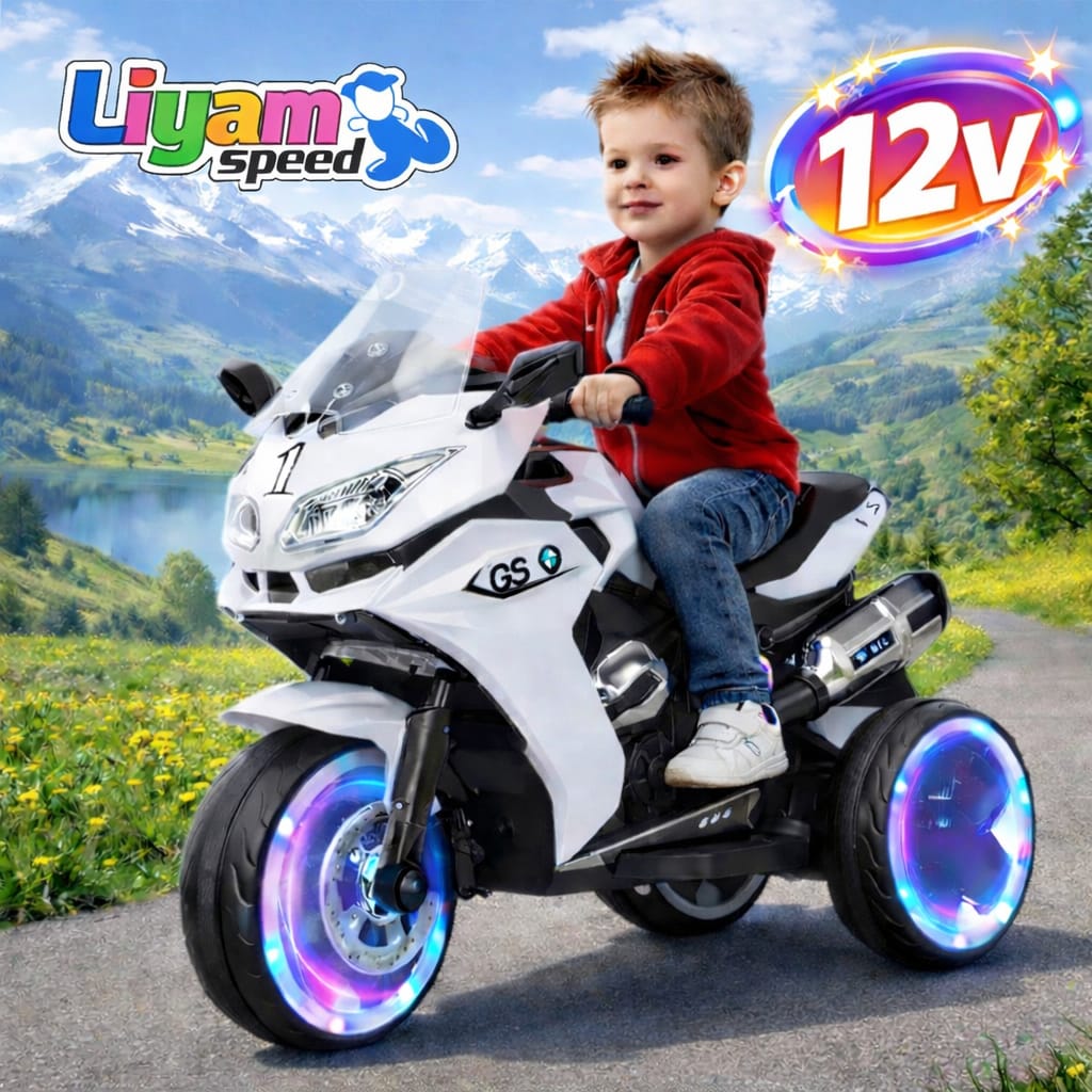 אופנוע ממונע לילדים 12V כחול Liyam Speed