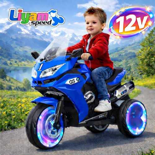 אופנוע ממונע לילדים 12V כחול Liyam Speed