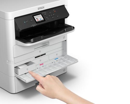 מדפסת הזרקת דיו Epson WorkForce Pro WF-C529RDTW – מבט מהצד עם מגירת הדיו פתוחה