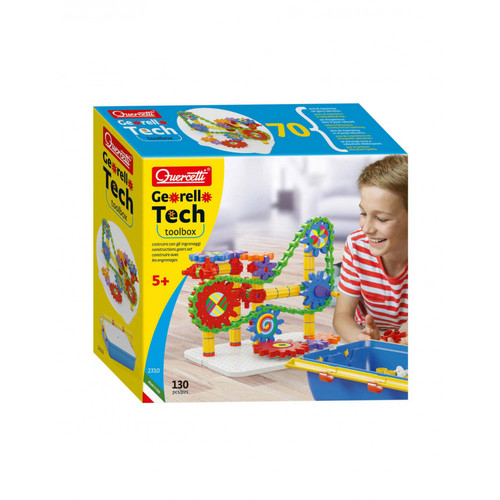 משחק הרכבה גלגלי שיניים Georello Tech במזוודה Quercetti