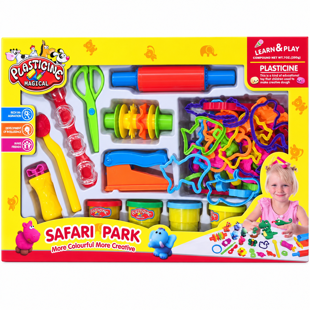 ערכת בצק יצירה Safari Park עם אביזרים 200 גרם Espanioli Toys