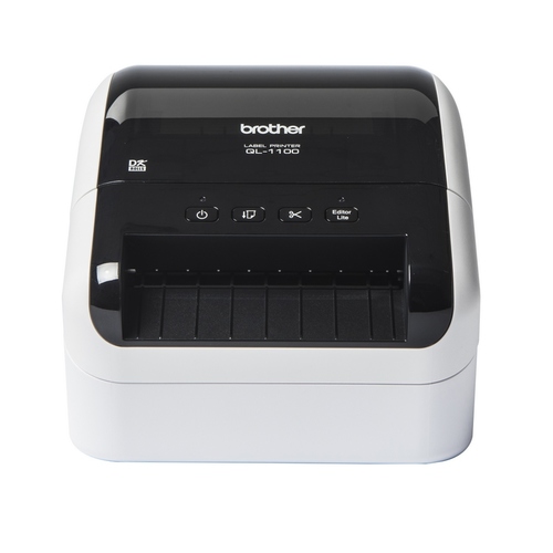 מדפסת תוויות משלוח וברקוד Brother QL-1100C – מבט אחורי וחיבורים