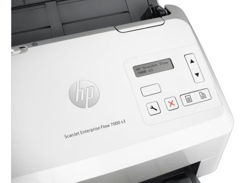 סורק שולחני HP ScanJet Enterprise Flow 7000 s3 – תקריב לוח הבקרה והתצוגה