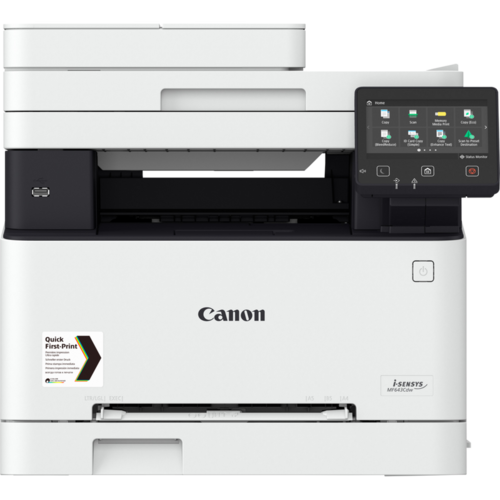 מכונת צילום לייזר צבעונית Canon i-SENSYS MF643Cdw – מבט חזיתי עם מגש פלט