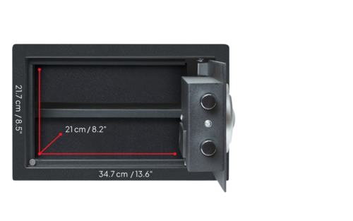 כספת ExecutiveSafe CS-3 – פנים הכספת עם מדף ומידות פנימיות