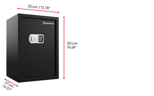 כספת אלקטרונית ExecutiveSafe CS-563 – מבט בזווית עם מידות חיצוניות