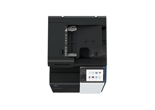מדפסת משולבת צבעונית קוניקה מינולטה bizhub C250i – מבט מלמעלה על המזין ולוח המגע