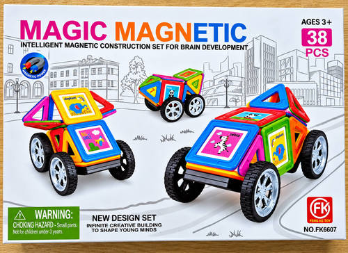 משחק בנייה מגנטי כלי רכב 38 חלקים Feng Ke Toy