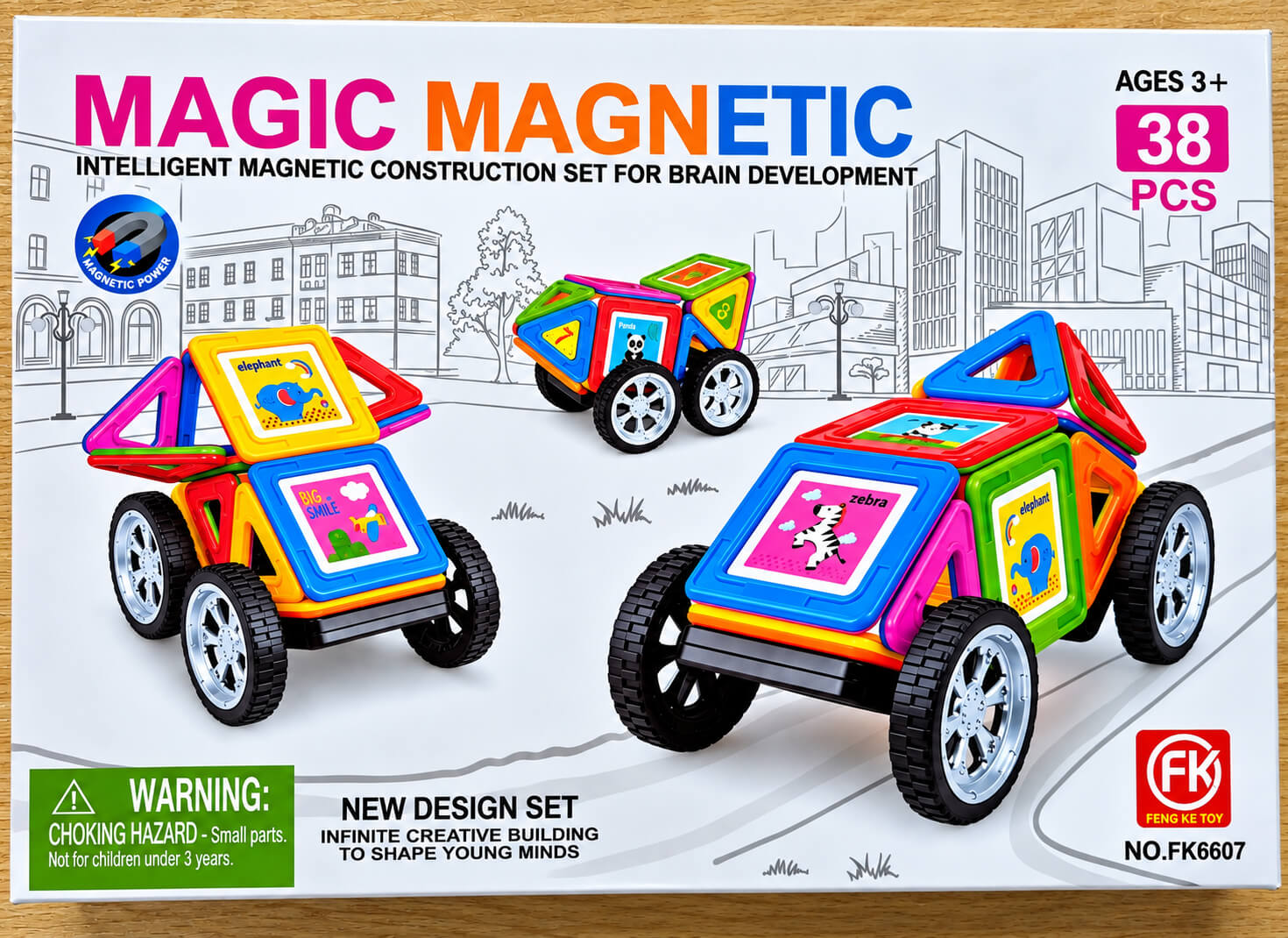 משחק בנייה מגנטי כלי רכב 38 חלקים Feng Ke Toy