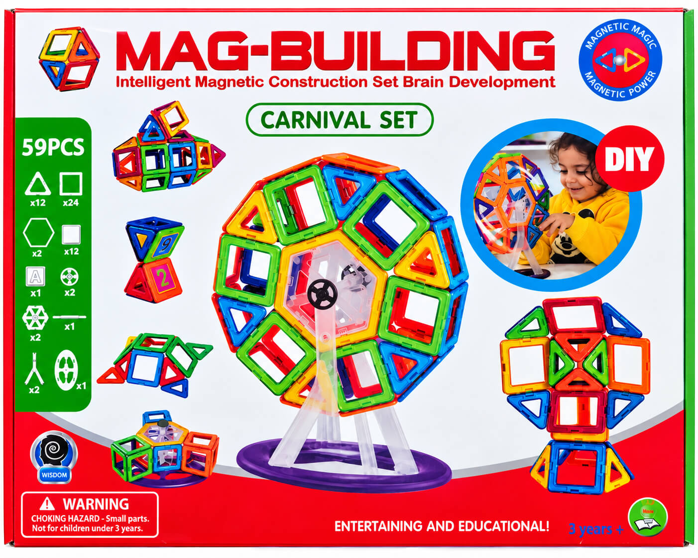  ערכת בנייה מגנטית Carnival Set ‏59 חלקים MAG-BUILDING
