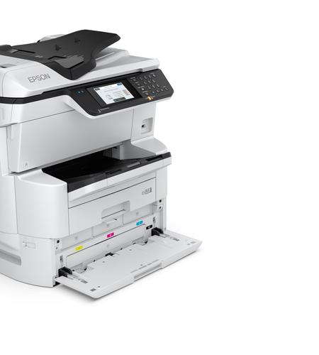 מדפסת הזרקת דיו משולבת Epson WorkForce Pro WF-C878RDTWF Wi-Fi – מבט צד עם דלת הדיו פתוחה