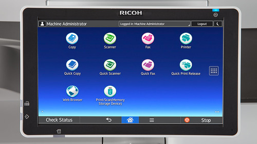 מכונת צילום Ricoh MP 5055 – תקריב של מסך המגע (Smart Operation Panel)