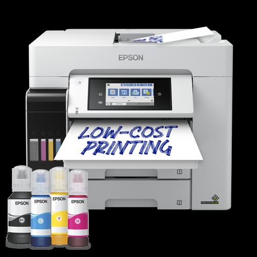 מדפסת משולבת Epson EcoTank Pro L6580 – מבט חזית עם בקבוקי דיו