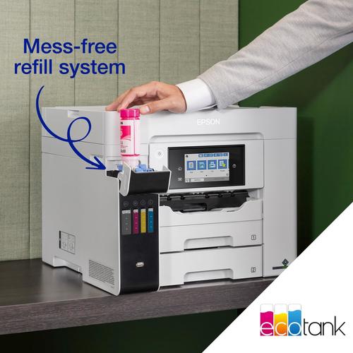 מדפסת משולבת Epson EcoTank Pro L6580 – מבט צד במשרד, מילוי דיו