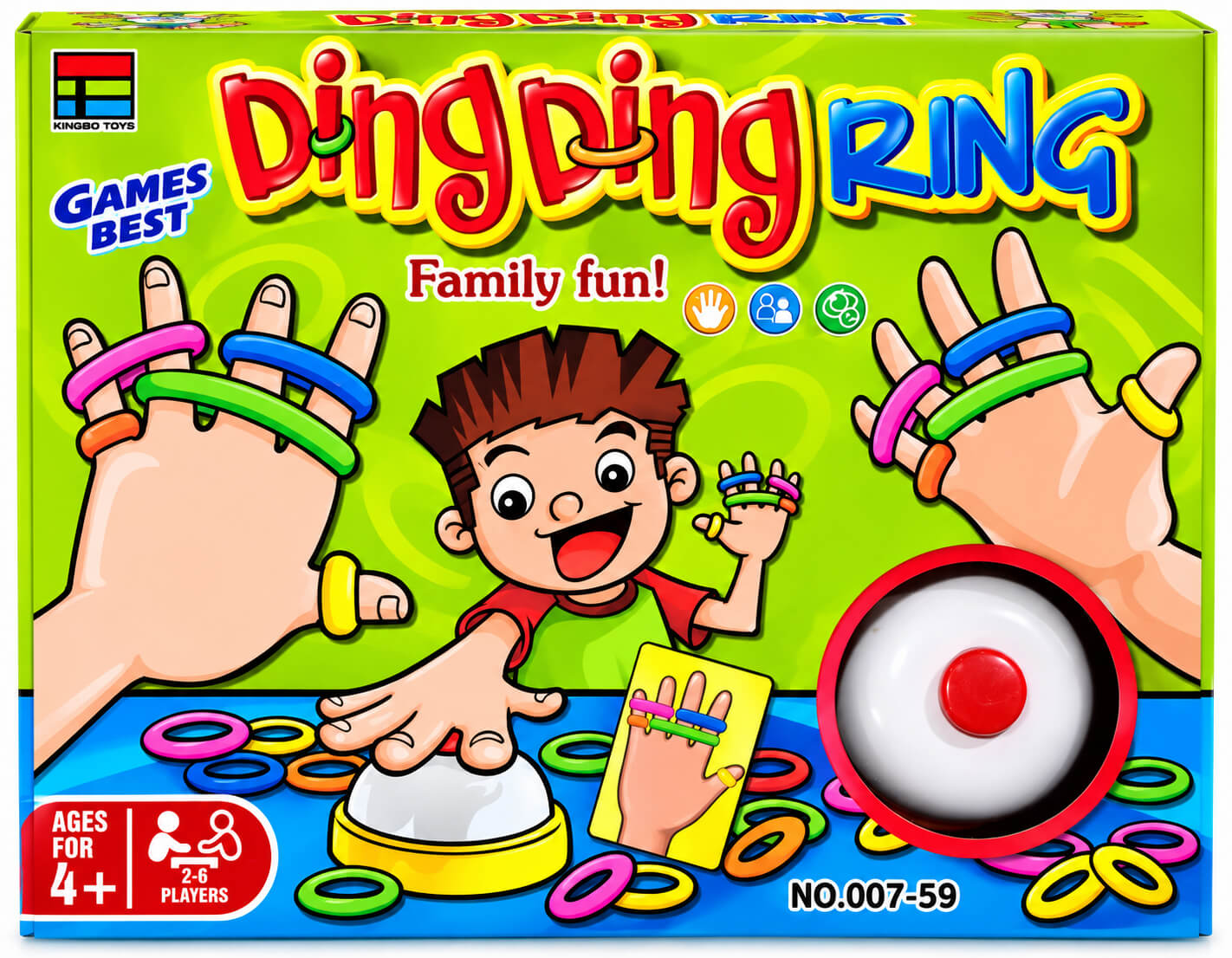 משחק זריזות Ding Ding Ring עם טבעות ופעמון Kingso Toys