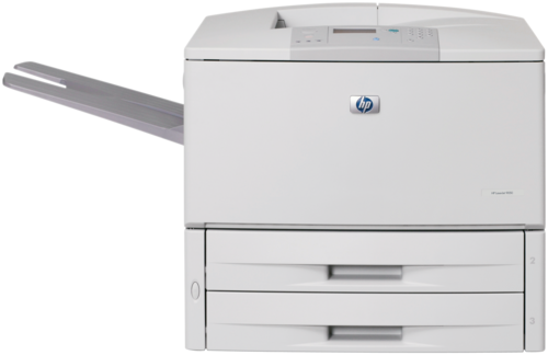 מדפסת לייזר HP LaserJet 9050n A3 – מבט קדמי עם שני מגשים