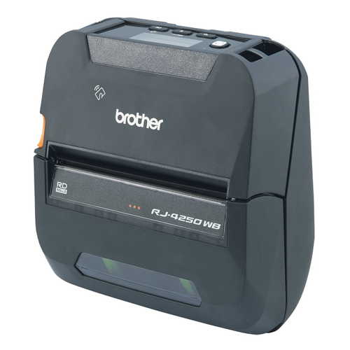 מדפסת מדבקות וקבלות ניידת Brother RJ-4250WB – מבט אלכסוני מלפנים
