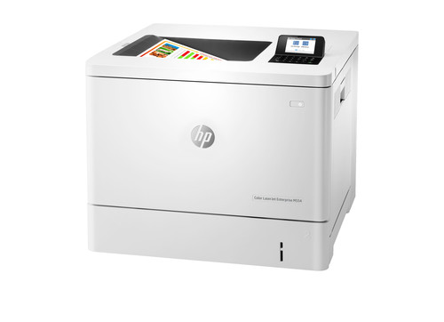 מדפסת לייזר צבעונית HP Color LaserJet Enterprise M554dn – מבט אלכסוני מלפנים משמאל