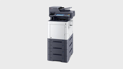 מכונת צילום משולבת צבעונית KYOCERA ECOSYS M6230cidn – מבט צד עם מגשי נייר נוספים