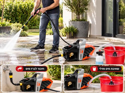 מכונת שטיפה בלחץ גבוהה מיני 220 בר 2200 וואט GORILLA RHINO - QLB220 BRUSHLESS