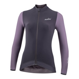 חולצת רכיבה נשים WRAP LS LADY JERSEY  שחור-סגול ארוכה אלסטית טכנית מחממת שוברת רוח מנדפת ומתקדמת