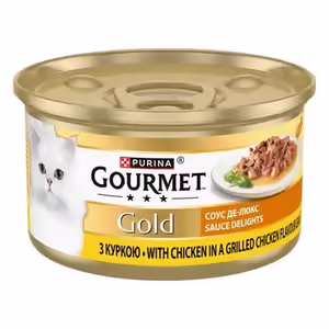 גורמה Gourmet גולד נתחי עוף ברוטב עשיר – מזון לח לחתול 85 גרם