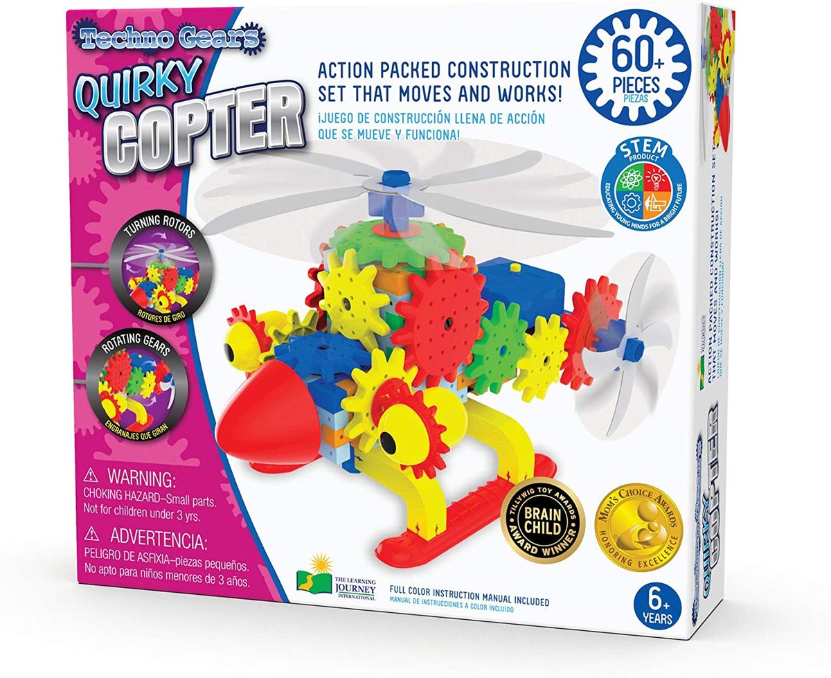 ערכת הרכבה Quirky Copter הליקופטר ממונע 60 חלקים Techno Gears