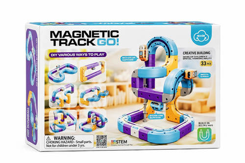 ערכת מסלול רכבת מגנטי תלת־ממדי 54 חלקים Simply Bibo