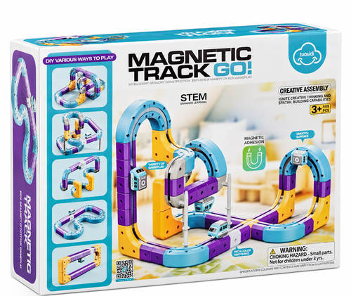 ערכת מסלול רכבת מגנטי תלת־ממדי 87 חלקים Simply Bibo Magnetic Track Go 