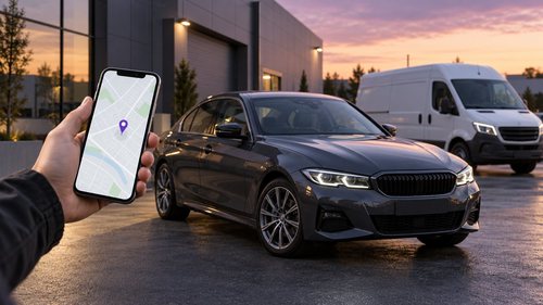המחשה של איתור רכב פרטי ורכב מסחרי באמצעות מפה בטלפון — מדריך GPS לרכב של BESPY