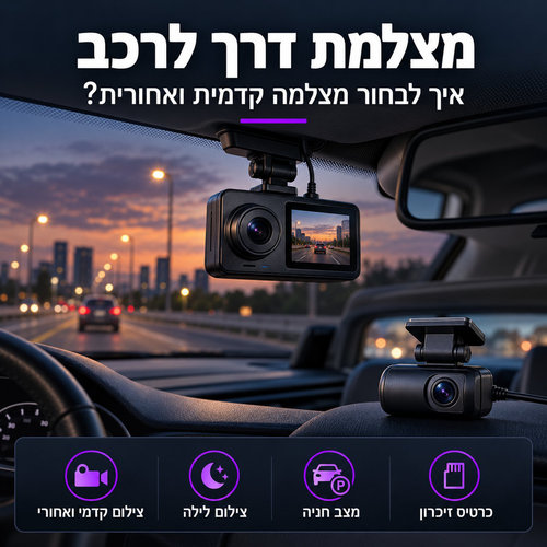 מצלמת דרך קדמית ואחורית לרכב עם מצב חניה