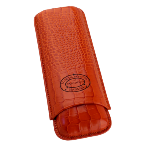 נרתיק עור פרטגס כתום ל־2 סיגרים – Partagás Leather Cigar Case Orange
