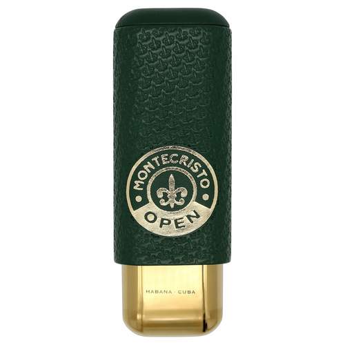 נרתיק מונטה קריסטו Open ירוק וזהב ל־2 סיגרים – Montecristo Open Leather Cigar Case