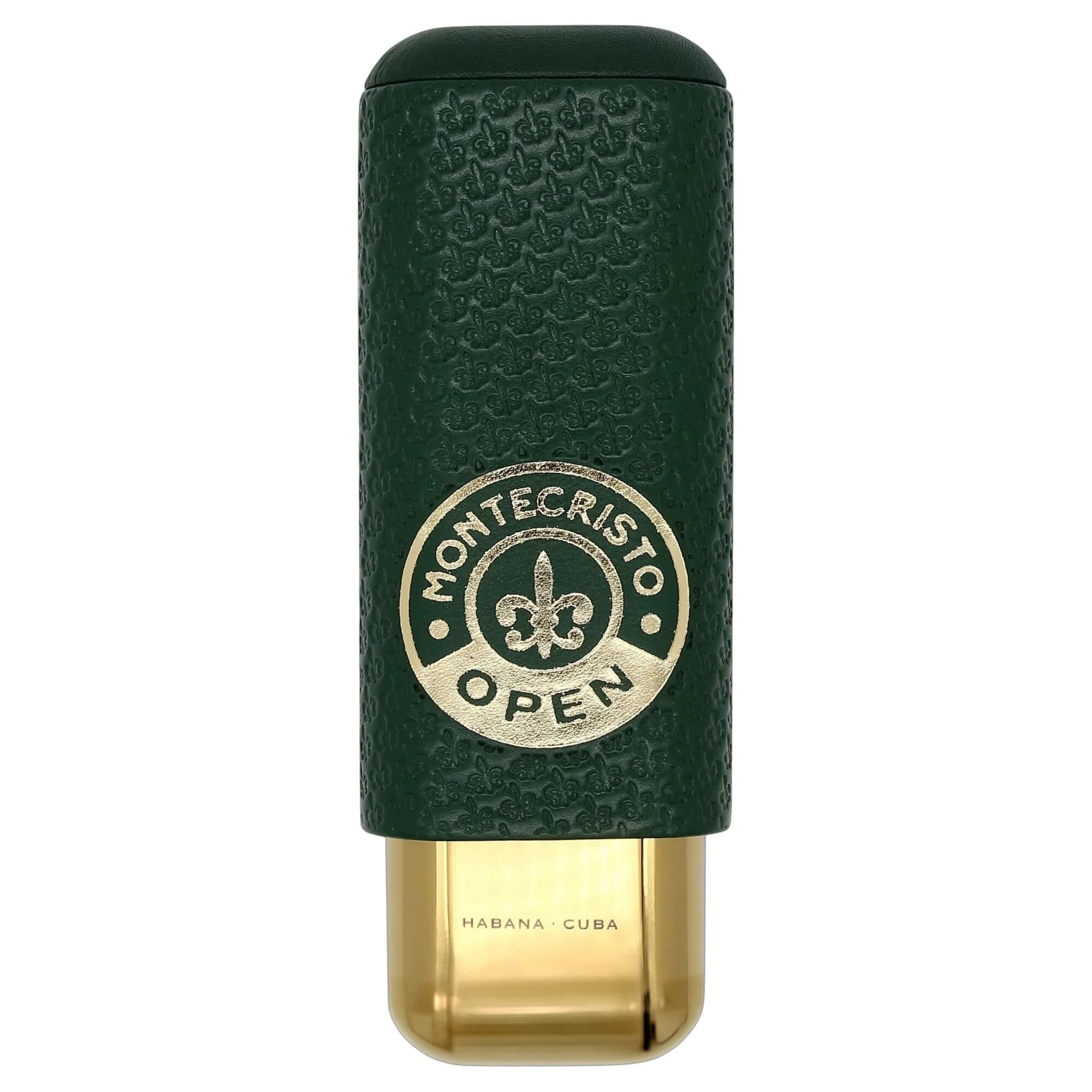 נרתיק מונטה קריסטו Open ירוק וזהב ל־2 סיגרים – Montecristo Open Leather Cigar Case
