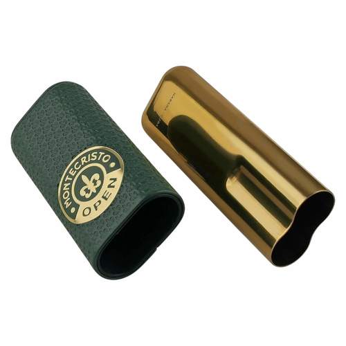 נרתיק מונטה קריסטו Open ירוק וזהב ל־2 סיגרים – Montecristo Open Leather Cigar Case