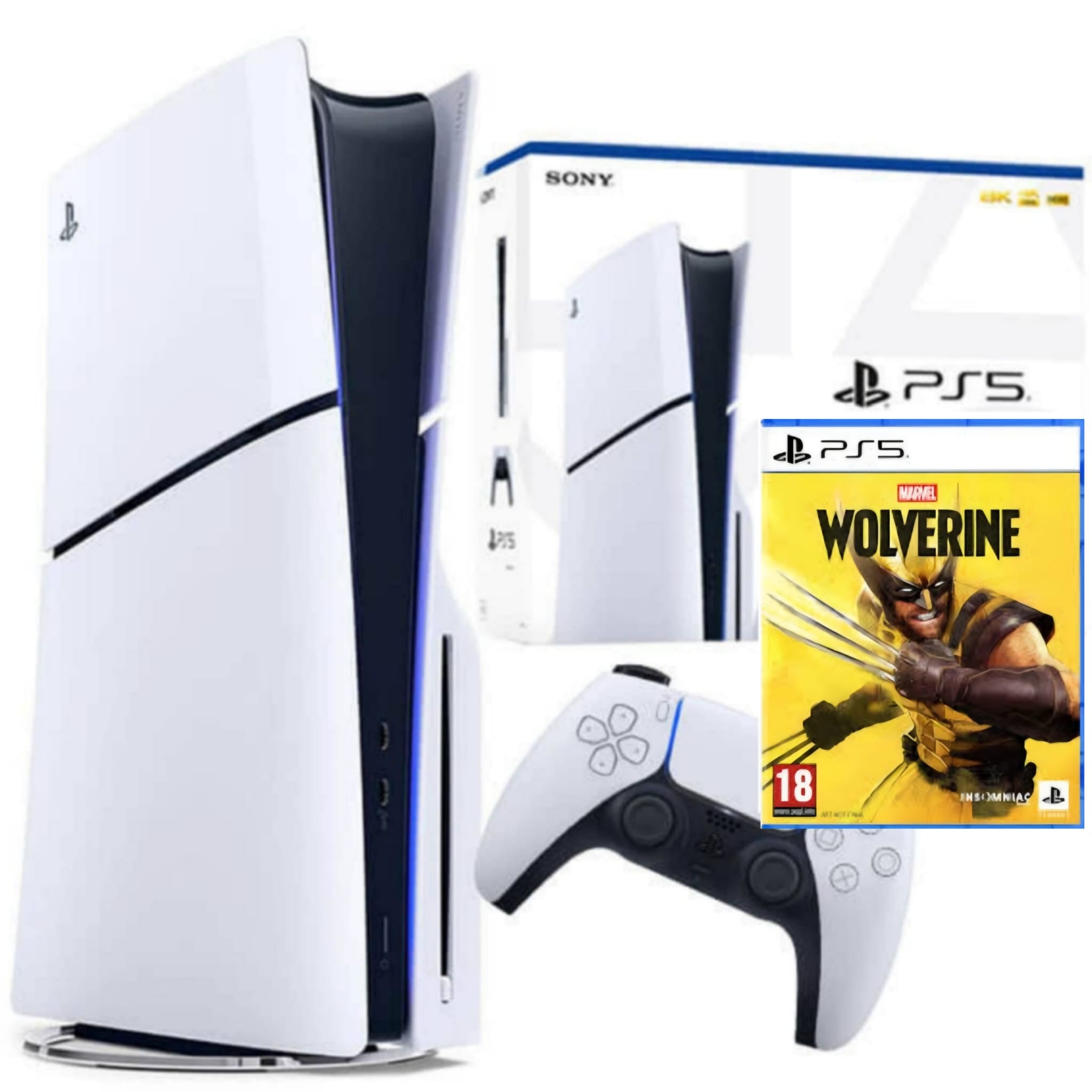 SONY PLAYSTATION 5 SLIM 1TB BLUTAY EDITION CFI-2000 CFI-2016 + GAME MARVEL WOLVERINE PS5