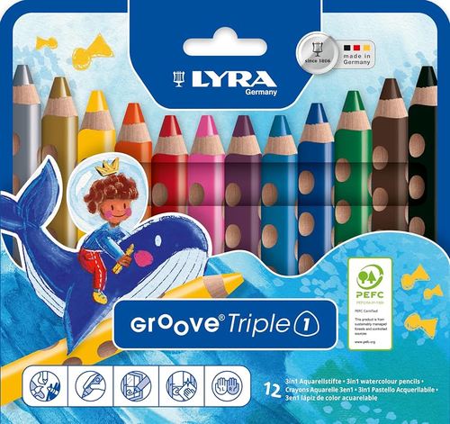 סט 12 עפרונות אקוורל GROOVE TRIPLE ONE