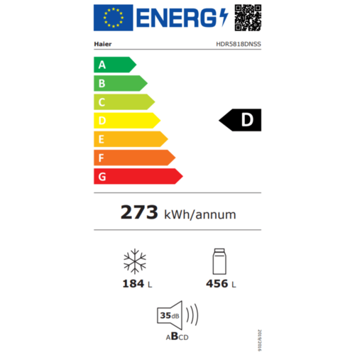 מקרר מקפיא תחתון 640 ליטר נטו Haier HDR5818DN - גימור נירוסטה