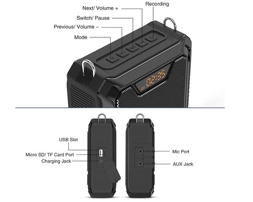 WinBridge M900 – חגורת הגברה ניידת 25W עם מיקרופון קשת עמיד לרטיבות