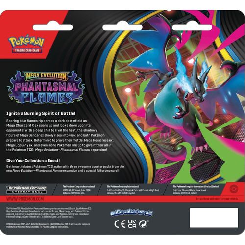 פוקימון - סט קלפים - Pokemon TCG Mega Evolutions Phantasmal Flames 3 Pack Blister (Random Promo)