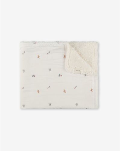 שמיכת SOFTY במבוק מודפס עם פליז 75X100 - שמנת