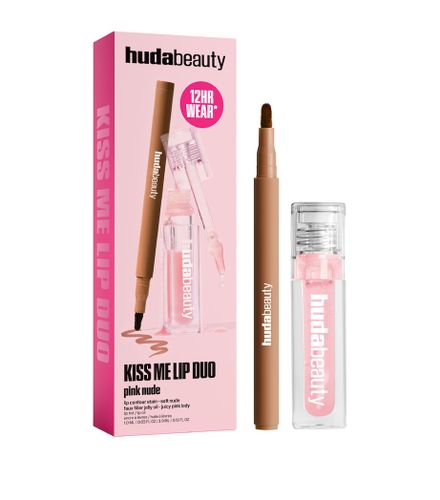 מארז שפתיים Huda Beauty Kiss Me Lip Duo – Warm Brown & Juicy Peach