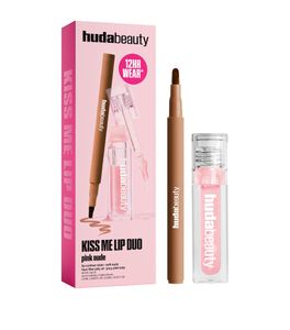 מארז שפתיים Huda Beauty Kiss Me Lip Duo – Warm Brown & Juicy Peach