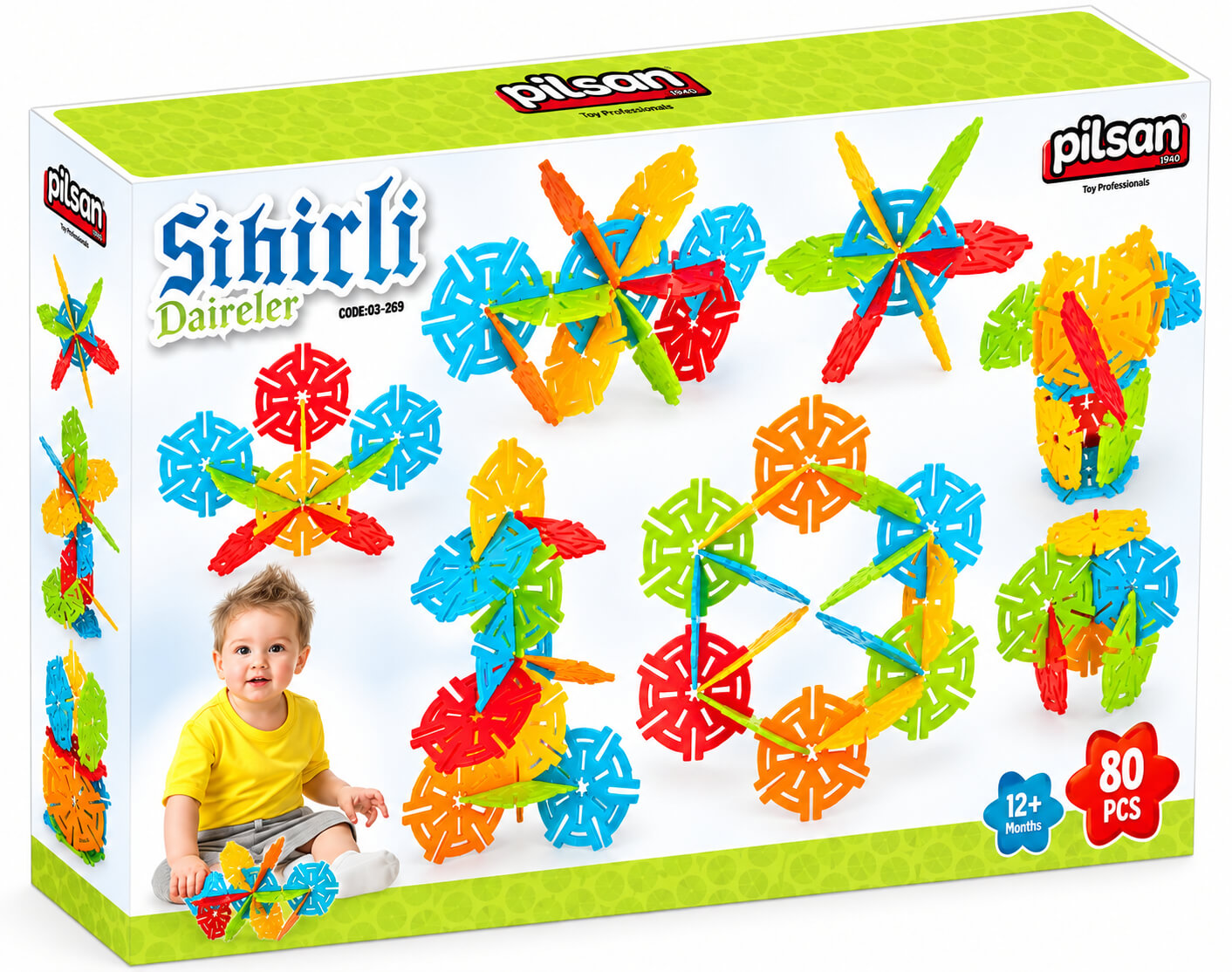 משחק הרכבה עיגולי קסם 80 חלקים Pilsan