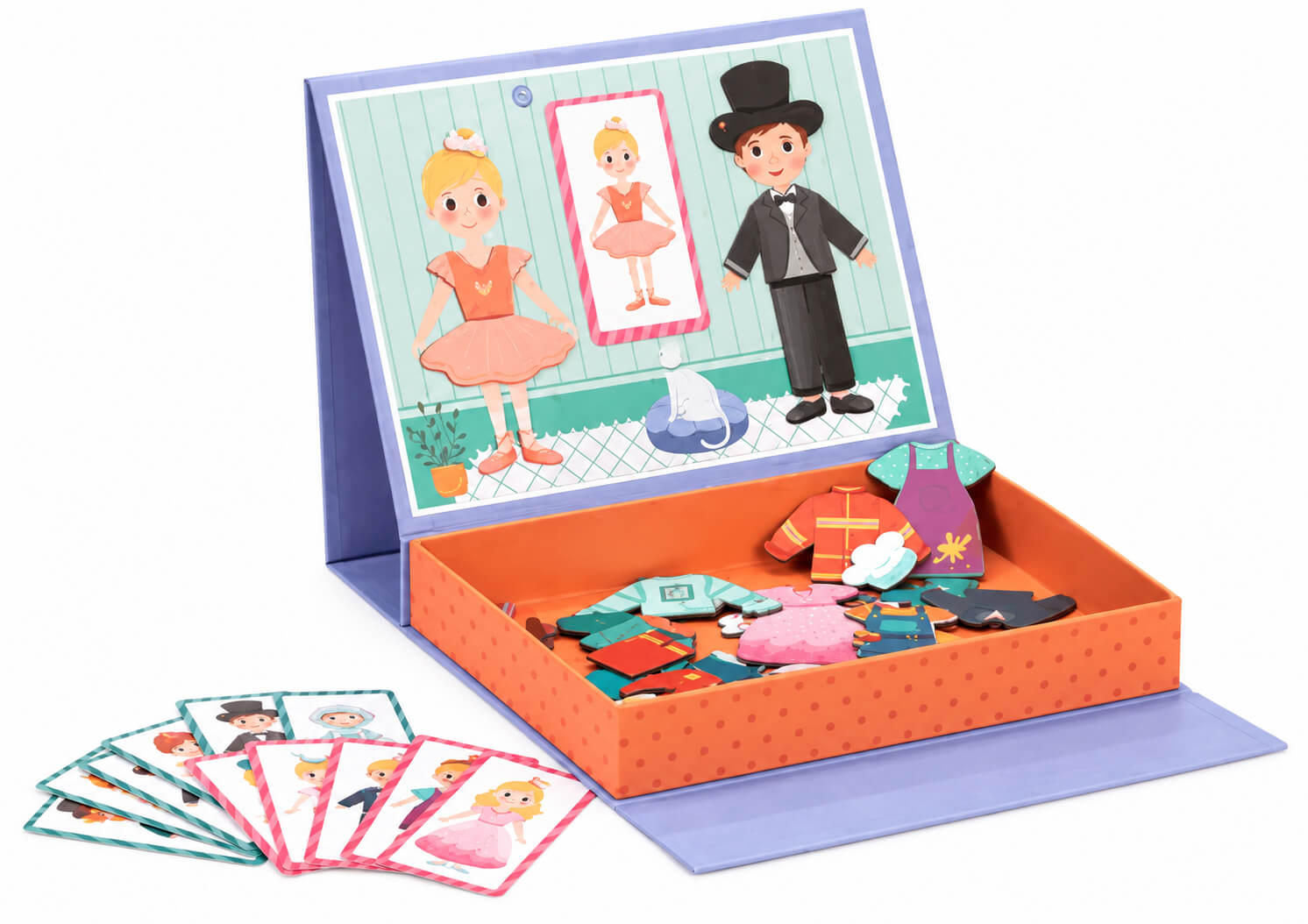 משחק הלבשה מגנטי מעץ עם תיבת נשיאה Bgifts