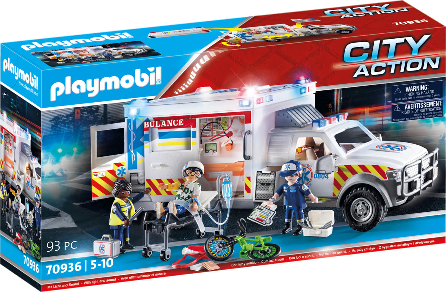 אמבולנס עם סירנה ואורות מהבהבים Playmobil City Action 