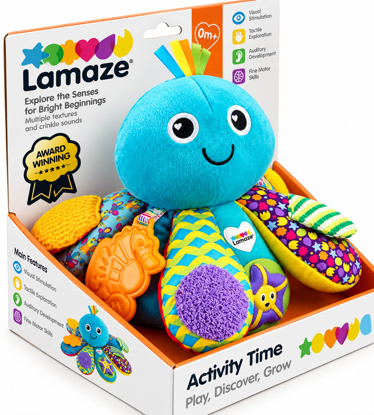 בובת פעילות תמנון עם מרקמים ומראה Lamaze