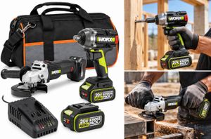 משחזת זווית נטענת 20V WU812.9 WORX + מפתח אימפקט “1/2 כולל מתאם אימפקט WU812/289