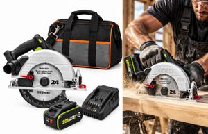 מסור עגול נטען מקצועי 20V 185MM Brushless [סוללה 4 אמפר  + מטען ] WU538.9 WORX